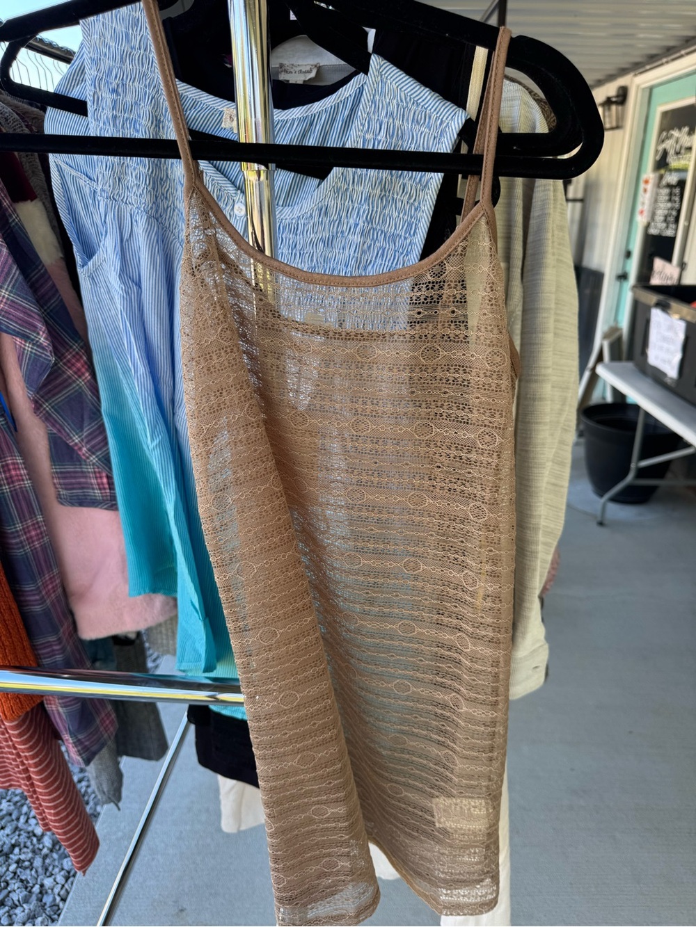 Hem & Thread Sheer Lace Camisole in Tan